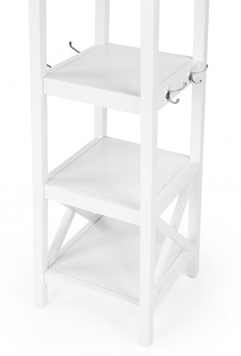 Fenya White  Coat Rack with Shelves