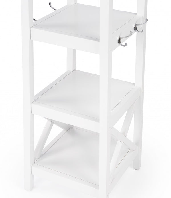 Fenya White  Coat Rack with Shelves