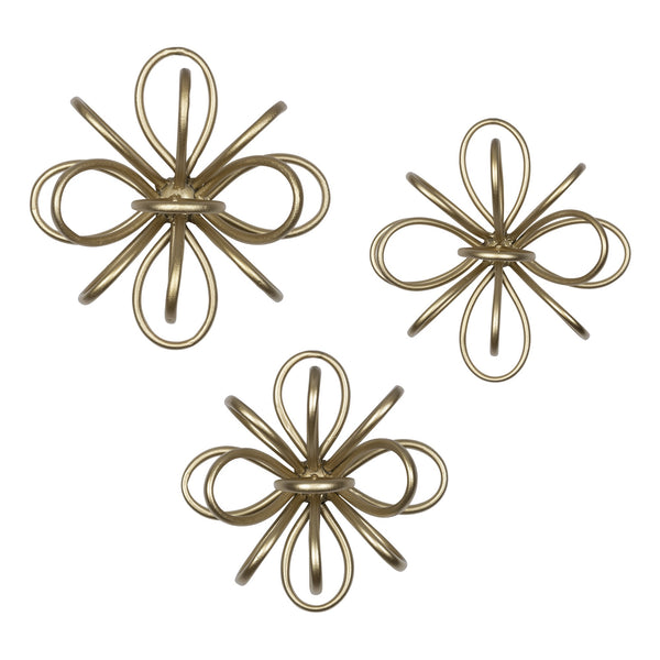 Set of Three Gold  Metallic Starburst Wall Decor