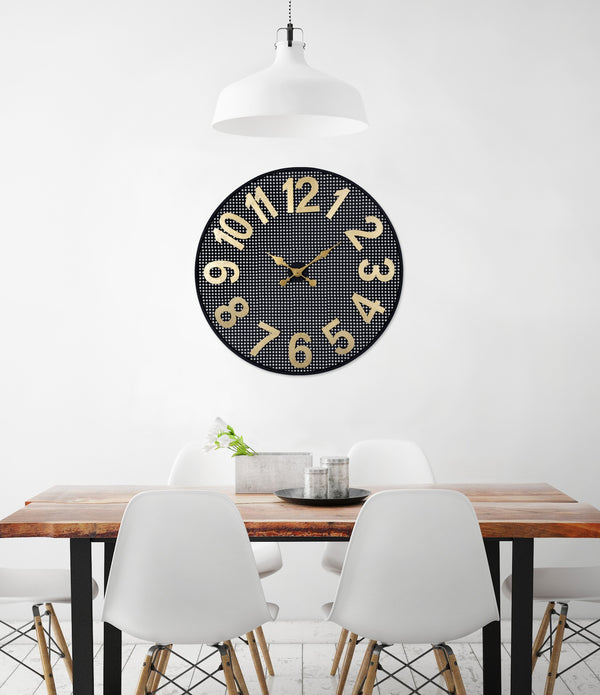 Black and Gold Round Wall Clock