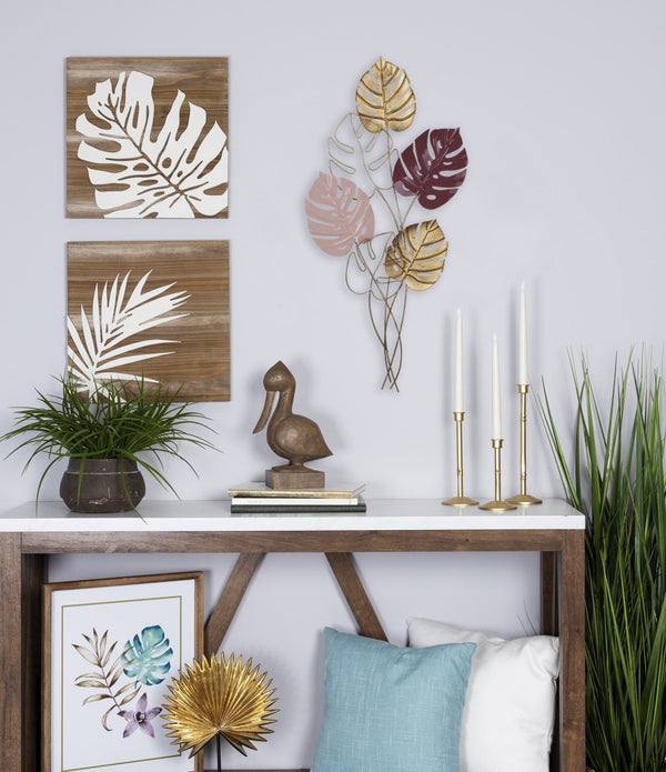 Tropical Leaf Themed Metal Wall Decor