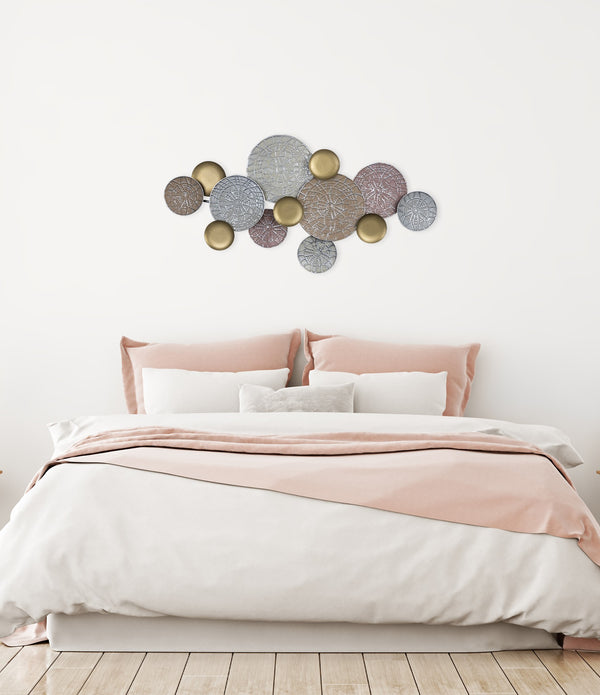 Pink and Gold Metal Plate Wall Decor