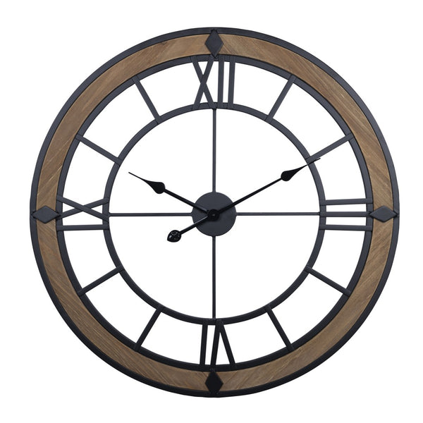 Industrial Wood and Metal Wall Clock