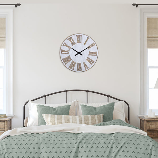 Rustic Wooden Roman Numeral Wall Clock