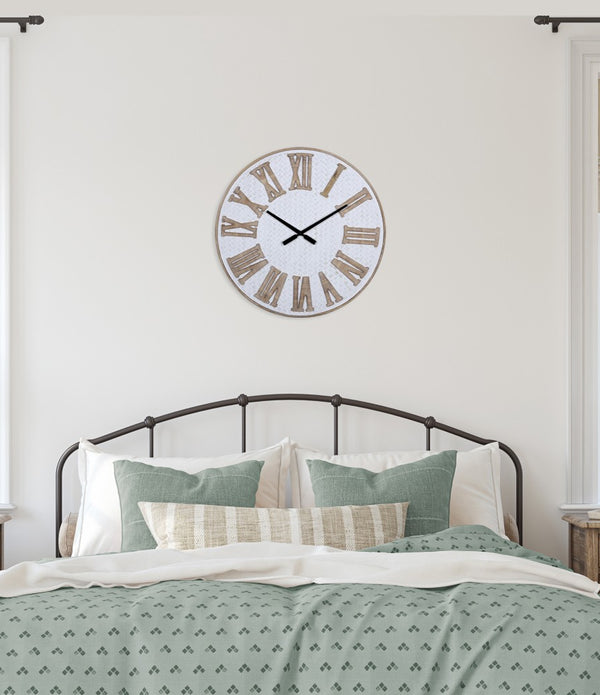 Rustic Wooden Roman Numeral Wall Clock