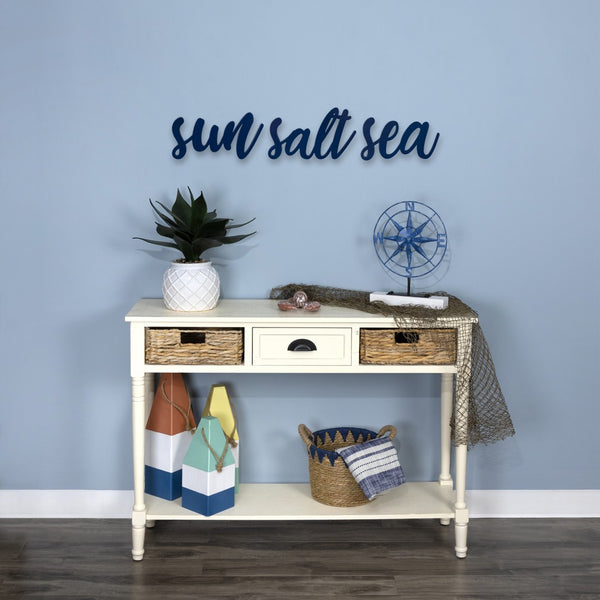 Blue Wooden Sun Salt Sea Wall Decor