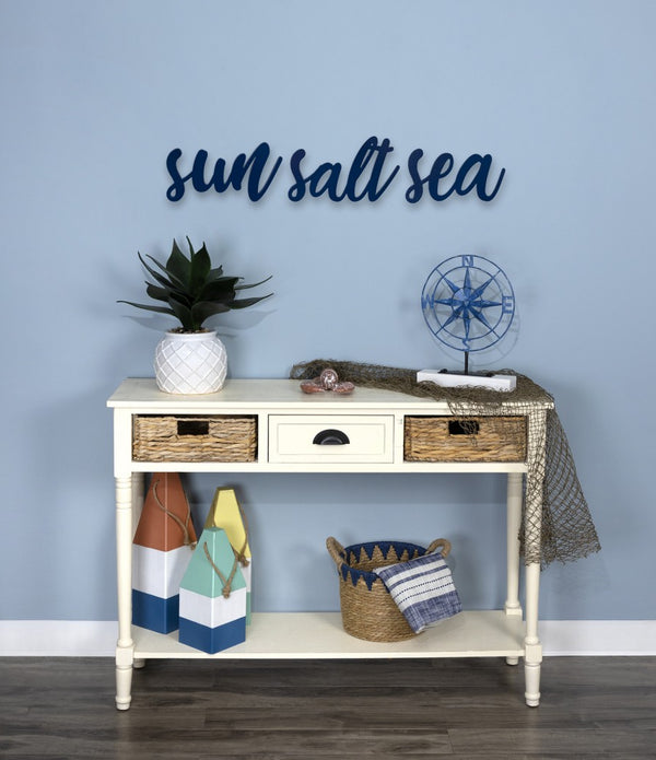 Blue Wooden Sun Salt Sea Wall Decor