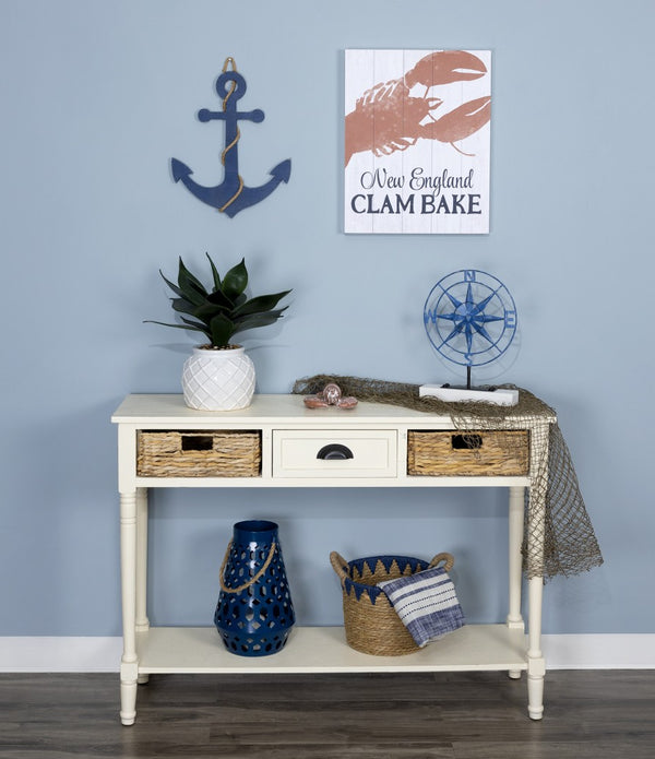 Blue Wooden Anchor Wall Decor