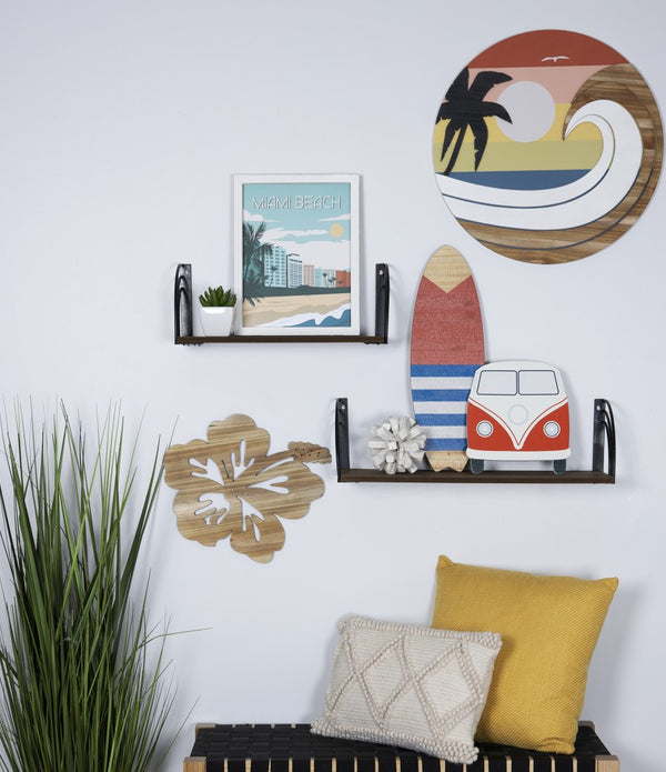 Mini Striped Surfboard Wall Decor