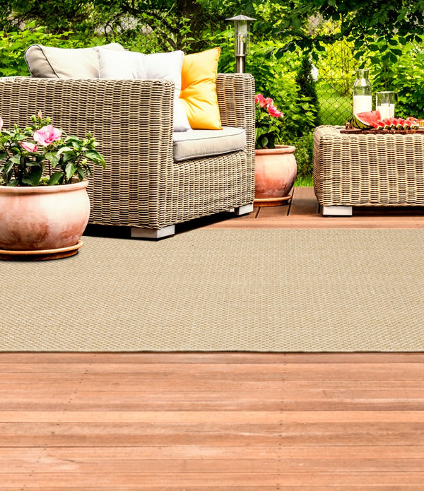 5’x8’ Solid Sand Beige Indoor Outdoor Area Rug