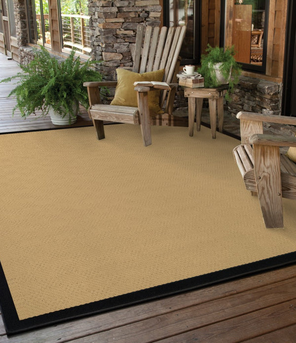 3' x 5' Beige and Black Plain Indoor Outdoor Area Rug