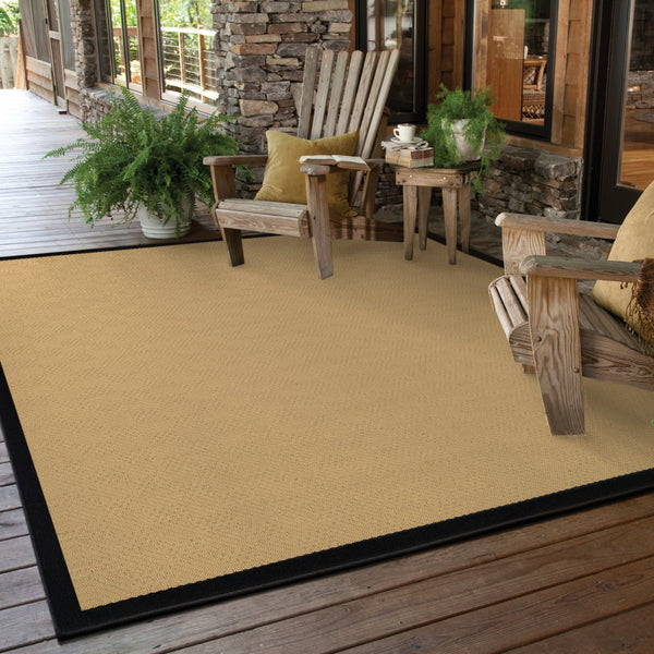 4’x6’ Beige and Black Plain Indoor Outdoor Area Rug