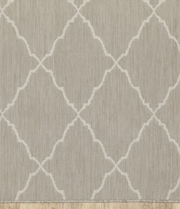 3’x5’ Gray and Ivory Trellis Indoor Outdoor Area Rug