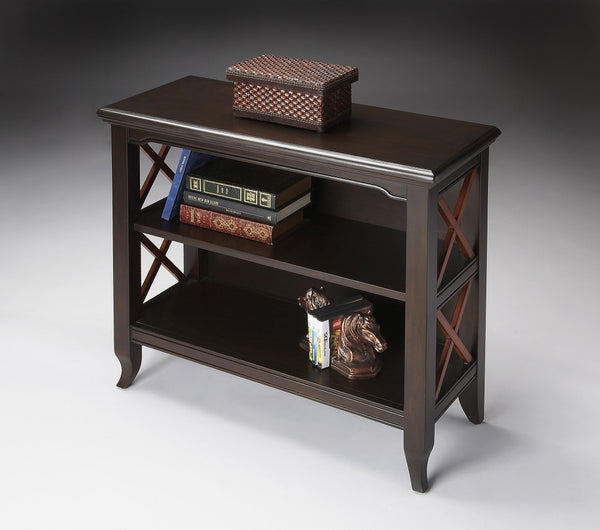 Newport Black & Cherry Low Bookcase