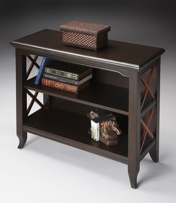 Newport Black & Cherry Low Bookcase