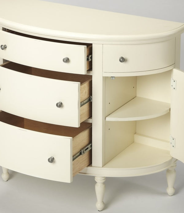 White Demilune Console Chest