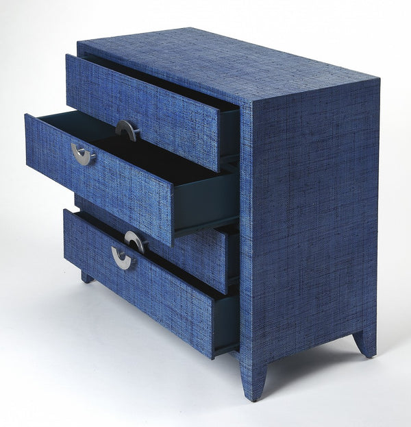 Amelle Blue Raffia Accent Chest