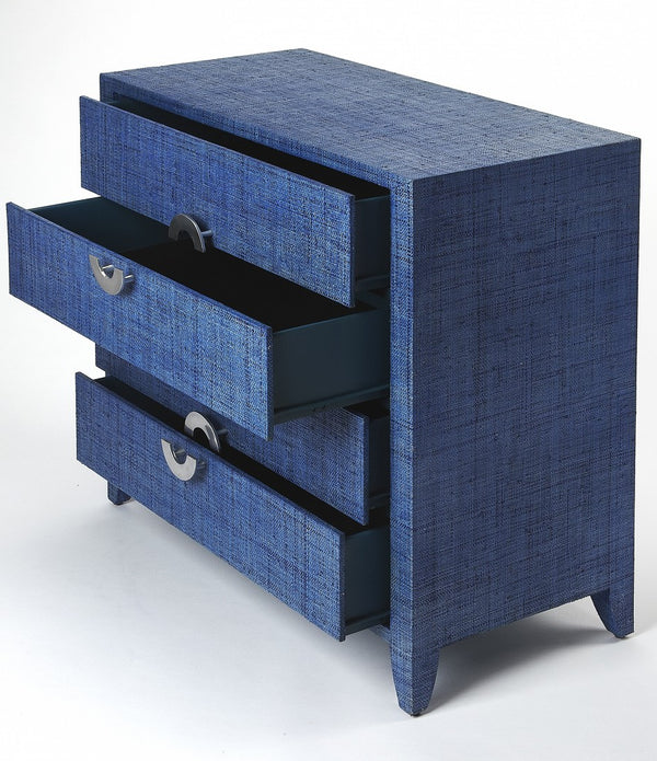 Amelle Blue Raffia Accent Chest