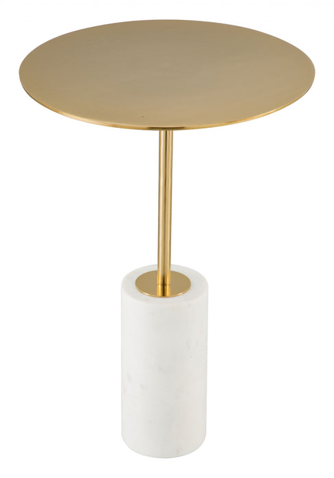 Gold and White Pedestal Side or Accent Table