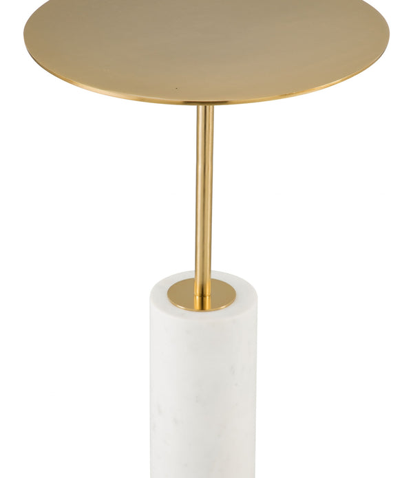 Gold and White Pedestal Side or Accent Table