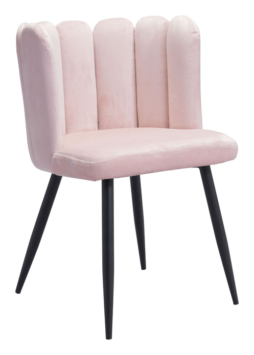 Glam Scallop Pink Velvet and Gold Dining or Accent Chairs Set of 2