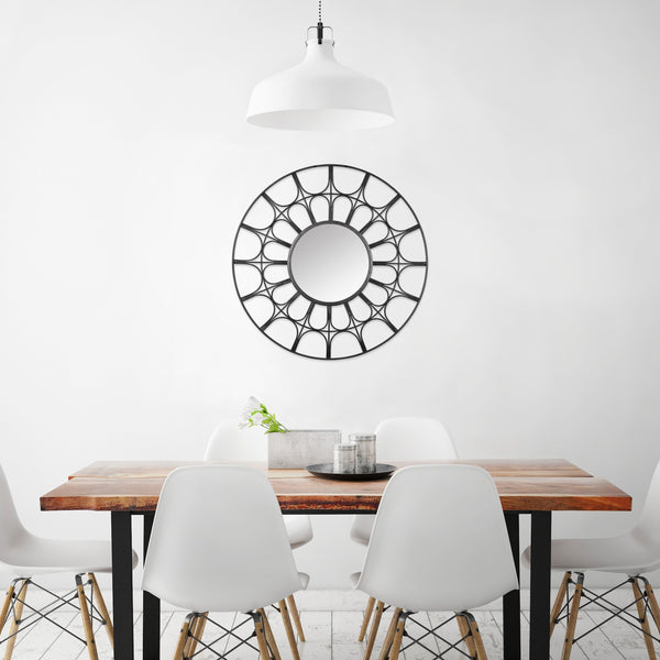 Metal Arch Design Round Wall Mirror