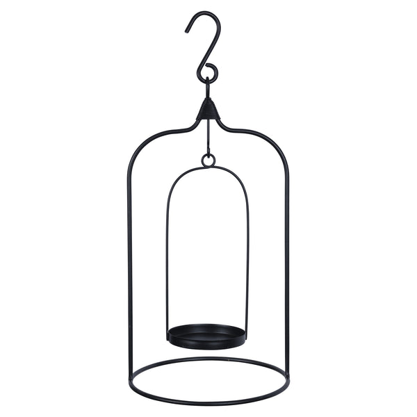 Matte Black Metal Hanging Candle Holder