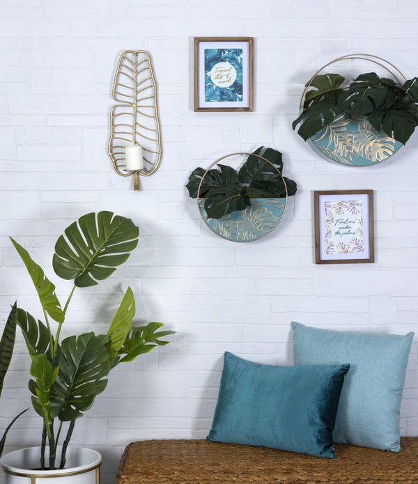 Tropical Gold Metal Leaf Wall Sconce