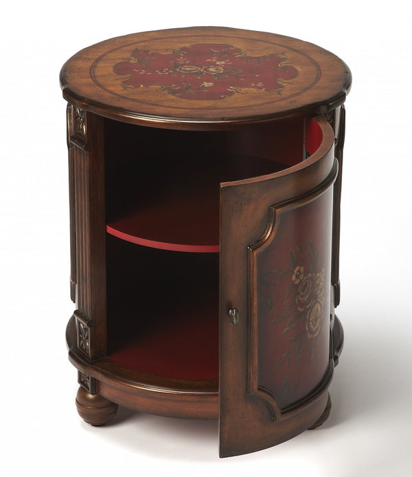 Red Hand Painted Drum Table