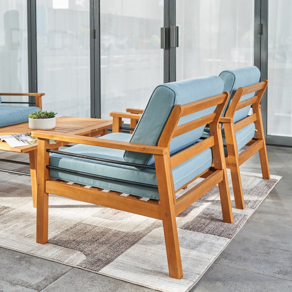 Natural Wood Sofa Chair with Metal Supports