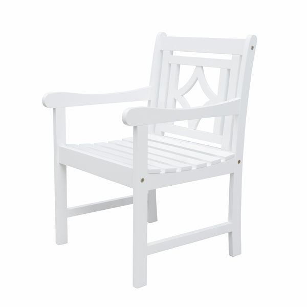 White Dining Armchair with Decorative Back