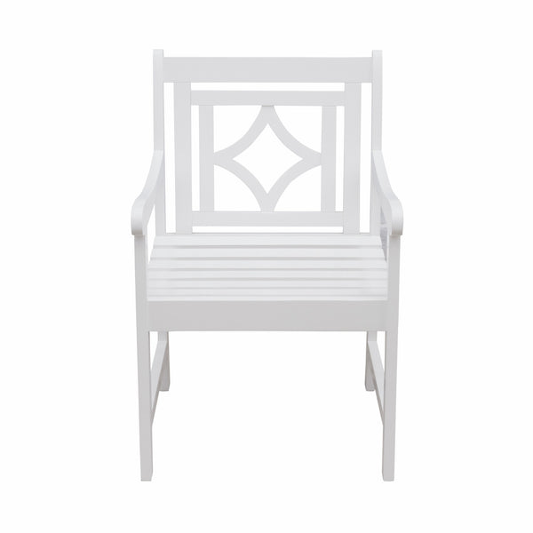 White Dining Armchair with Decorative Back