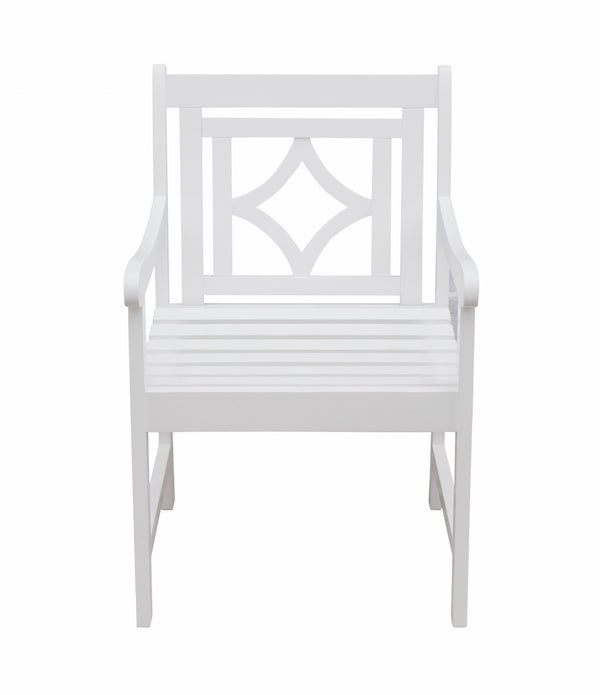 White Dining Armchair with Decorative Back