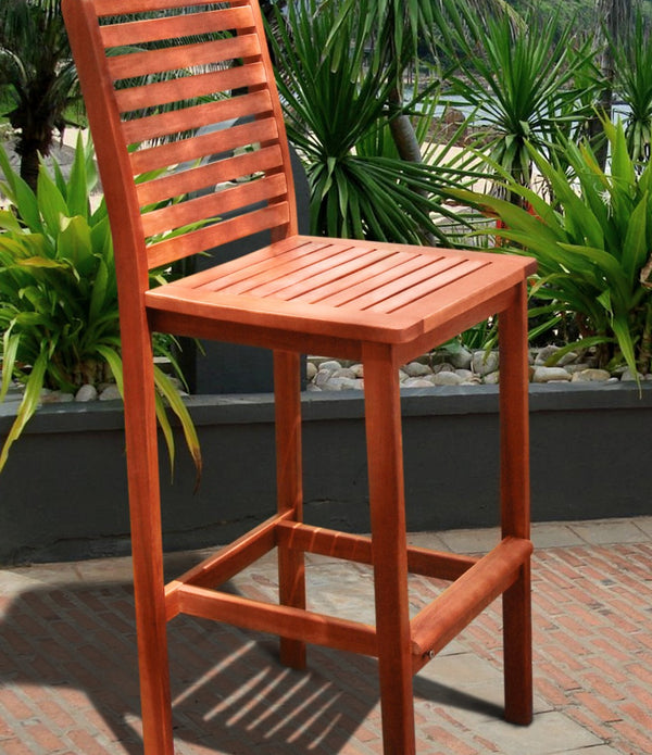 Brown Bar Chair with Horizontal Slats