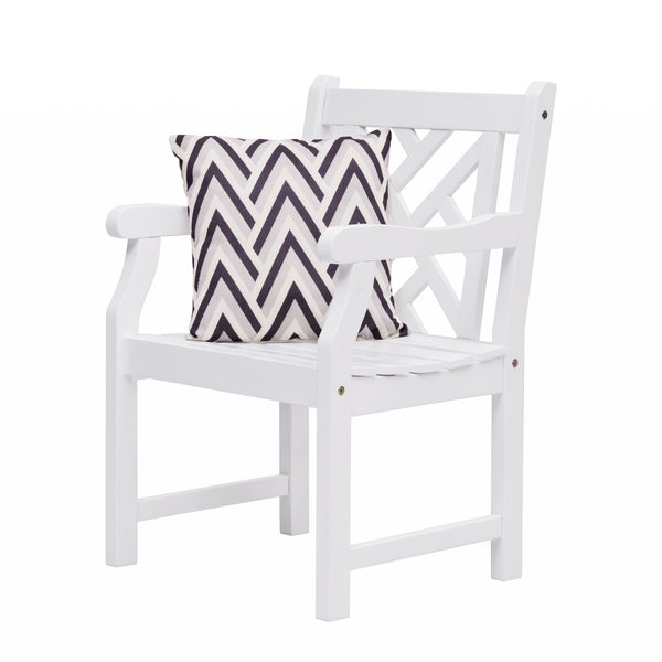 White Patio Armchair with Diagonal Design