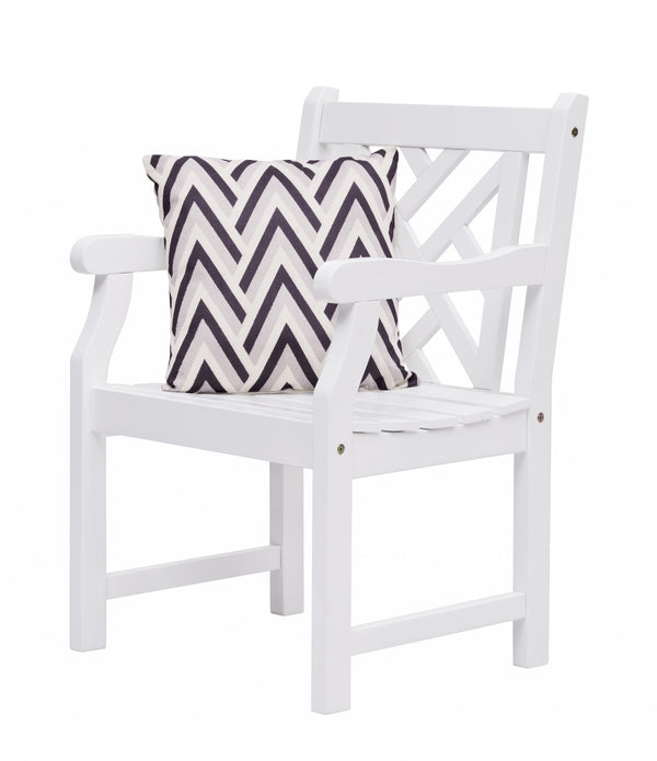 White Patio Armchair with Diagonal Design