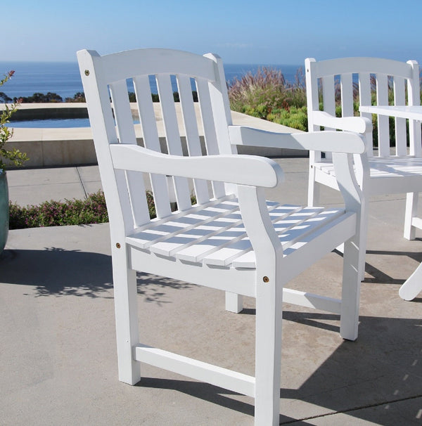 White Patio Armchair with Horizontal Slats