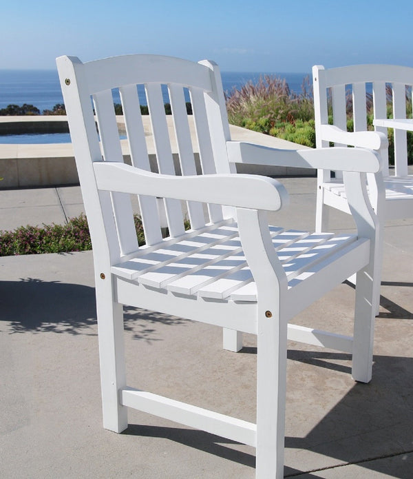 White Patio Armchair with Horizontal Slats