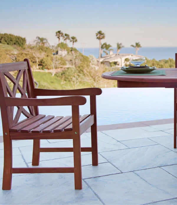 Brown Patio Armchair with Decorative Back