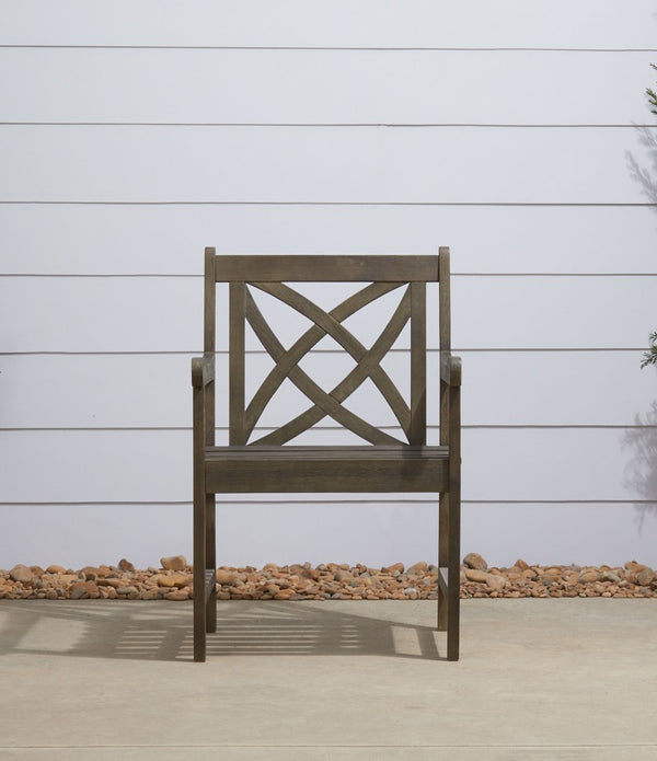 Distressed Patio Armchair with Decorative Back