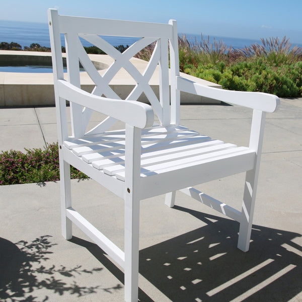 White Patio Armchair with Decorative Back