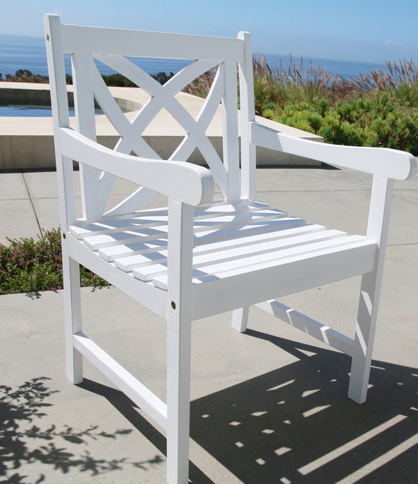 White Patio Armchair with Decorative Back