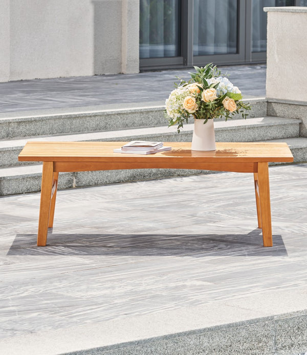 Natural Wood Outdoor Rectangular Coffee Table