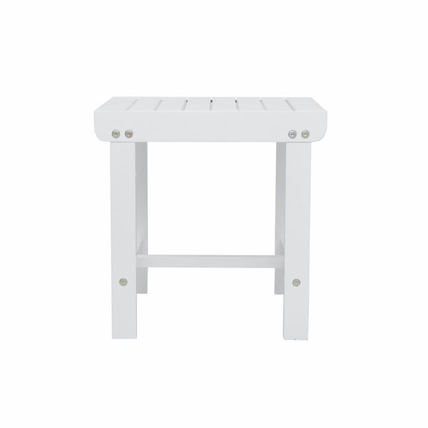 White Outdoor Wooden Side Table