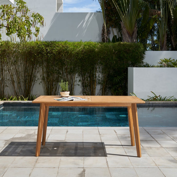 Natural Wood Dining Table with Slatted Top