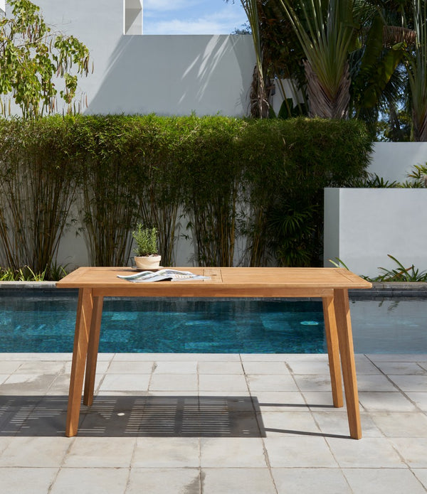 Natural Wood Dining Table with Slatted Top