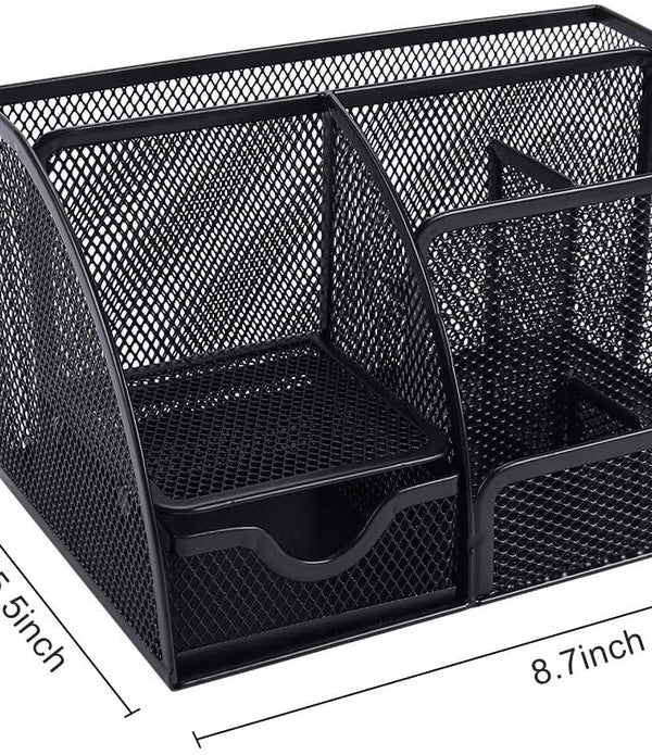 Sleek Matte Black 6 Compartment Desk Organizer