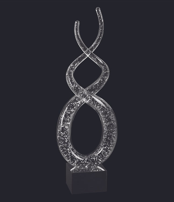 Abstract Silver Sparkle Glass Centerpiece Sculpture