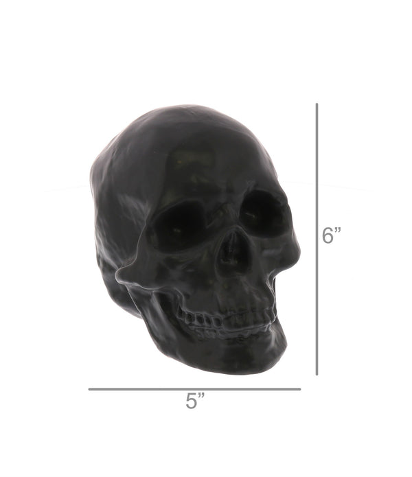 Black Ceramic Skull Sculpture