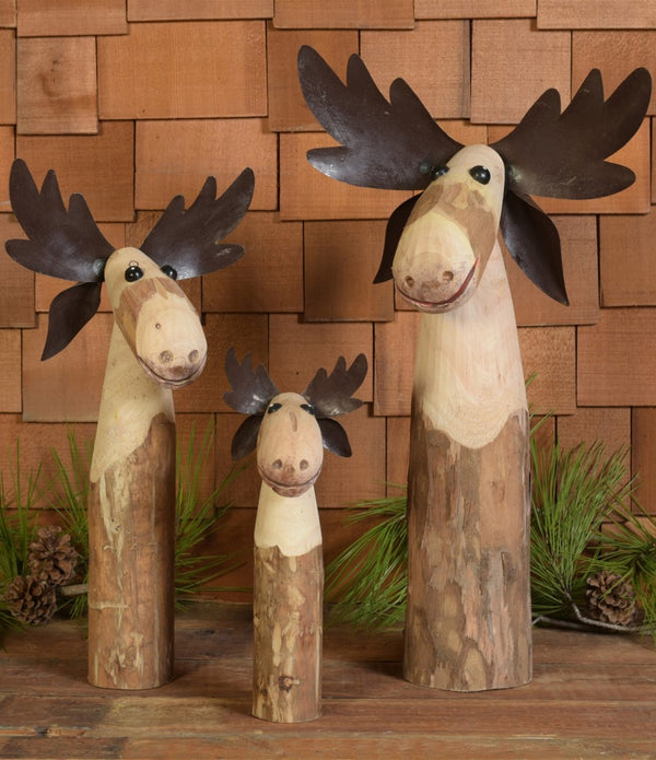 Petite Wood and Metal Moose Sculpture